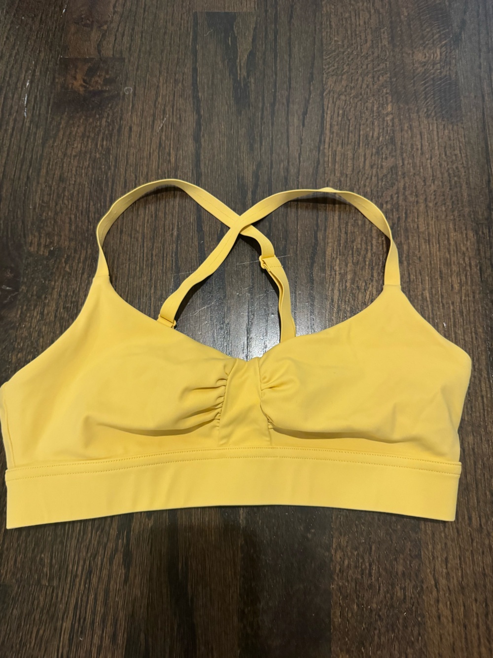 ALL ACCESS Yellow Scoop Sports Bra with Cross-Back Straps